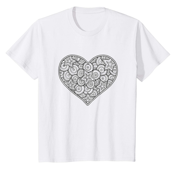 T-Shirt Colouring: Heart (Men, Women & Kids)